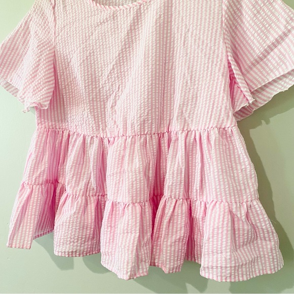 SHEIN Seersucker Babydoll Top Small - Picture 3 of 5